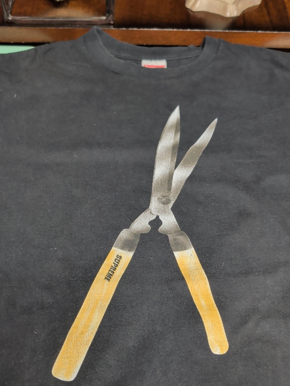 Supreme Black T-Shirt with Yellow Hand Tool Graphic